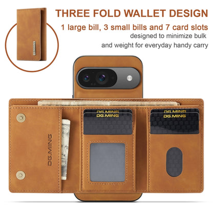 For Google Pixel 9 / 9 Pro DG.MING M1 Series 3-Fold Multi Card Wallet + Magnetic Phone Case(Brown) by DG.MING
