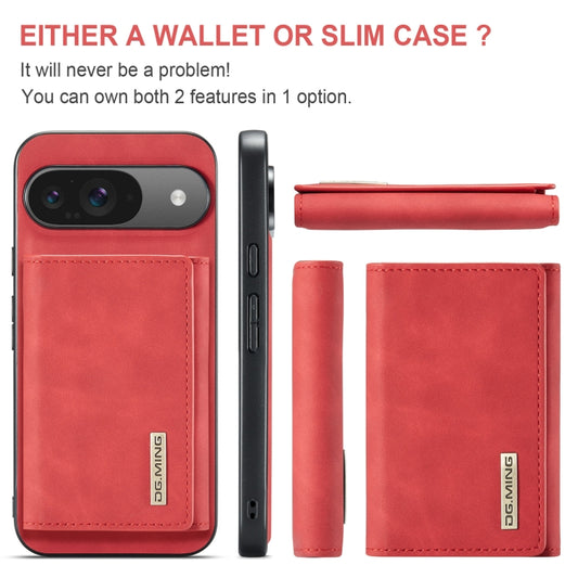 For Google Pixel 9 / 9 Pro DG.MING M1 Series 3-Fold Multi Card Wallet + Magnetic Phone Case(Red) by DG.MING