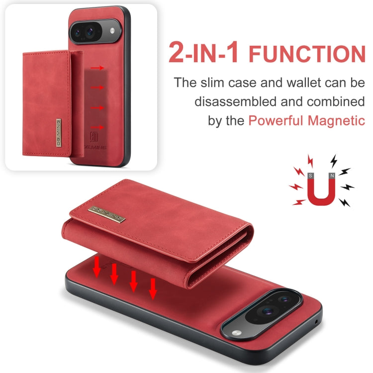 For Google Pixel 9 / 9 Pro DG.MING M1 Series 3-Fold Multi Card Wallet + Magnetic Phone Case(Red) by DG.MING
