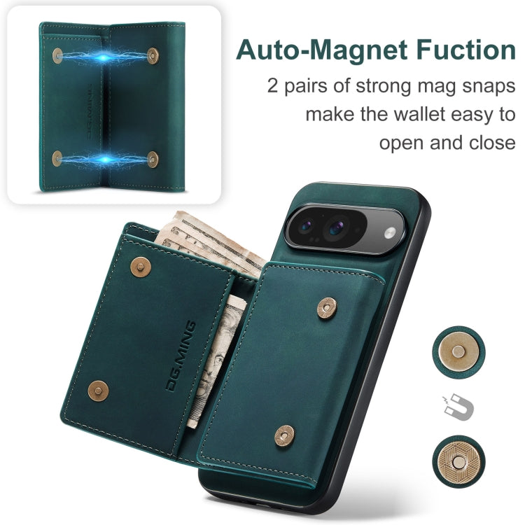 For Google Pixel 9 / 9 Pro DG.MING M1 Series 3-Fold Multi Card Wallet + Magnetic Phone Case(Green) by DG.MING