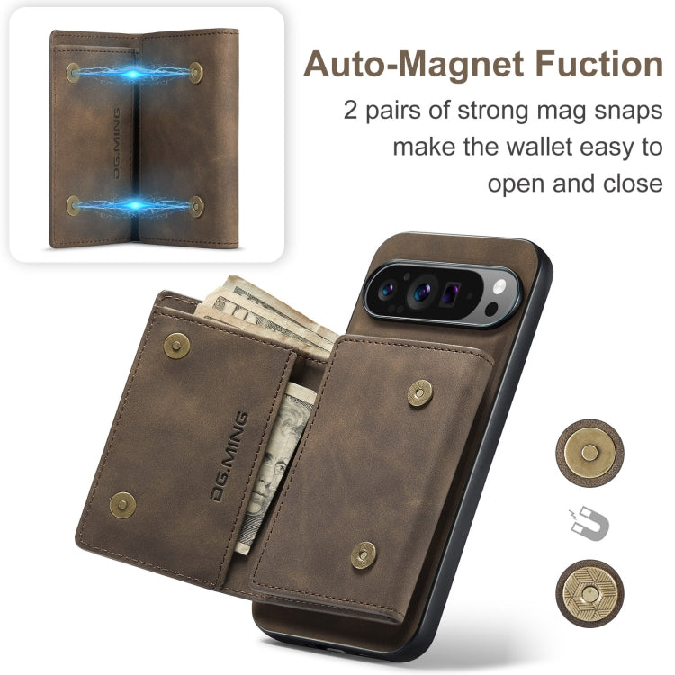 For Google Pixel 9 Pro XL DG.MING M1 Series 3-Fold Multi Card Wallet + Magnetic Phone Case(Coffee) by DG.MING