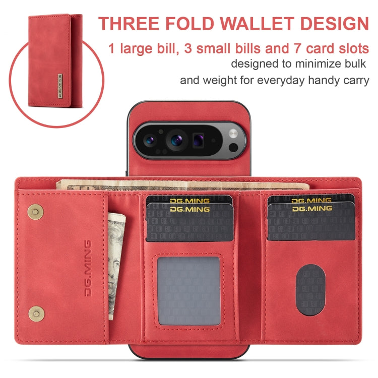 For Google Pixel 9 Pro XL DG.MING M1 Series 3-Fold Multi Card Wallet + Magnetic Phone Case(Red) by DG.MING