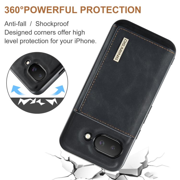 For Google Pixel 9a DG.MING M1 Series 3-Fold Multi Card Wallet + Magnetic Phone Case(Black) by DG.MING