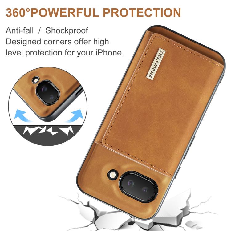 For Google Pixel 9a DG.MING M1 Series 3-Fold Multi Card Wallet + Magnetic Phone Case(Brown) by DG.MING