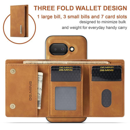 For Google Pixel 9a DG.MING M1 Series 3-Fold Multi Card Wallet + Magnetic Phone Case(Brown) by DG.MING