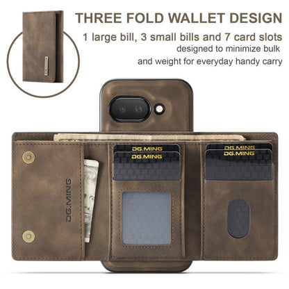 For Google Pixel 9a DG.MING M1 Series 3-Fold Multi Card Wallet + Magnetic Phone Case(Coffee) by DG.MING
