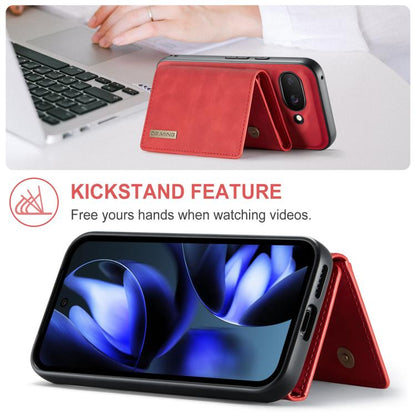 For Google Pixel 9a DG.MING M1 Series 3-Fold Multi Card Wallet + Magnetic Phone Case(Red) by DG.MING