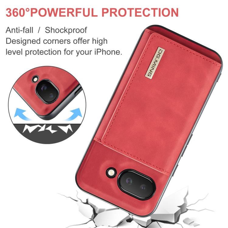 For Google Pixel 9a DG.MING M1 Series 3-Fold Multi Card Wallet + Magnetic Phone Case(Red) by DG.MING