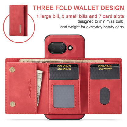 For Google Pixel 9a DG.MING M1 Series 3-Fold Multi Card Wallet + Magnetic Phone Case(Red) by DG.MING