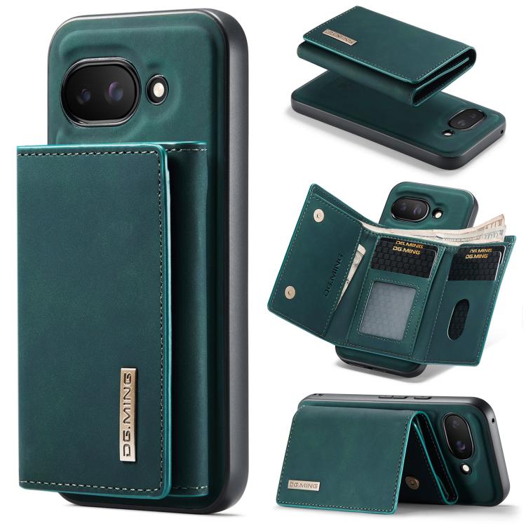 For Google Pixel 9a DG.MING M1 Series 3-Fold Multi Card Wallet + Magnetic Phone Case(Green) by DG.MING