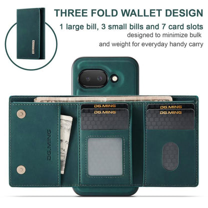 For Google Pixel 9a DG.MING M1 Series 3-Fold Multi Card Wallet + Magnetic Phone Case(Green) by DG.MING