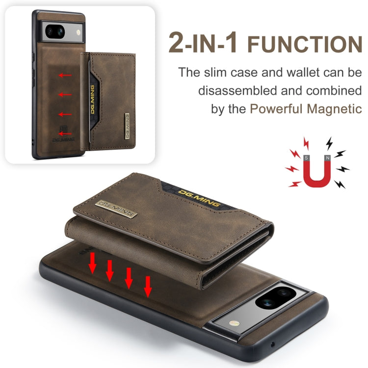 For Google Pixel 7A DG.MING M2 Series 3-Fold Multi Card Bag + Magnetic Phone Case(Coffee) by DG.MING