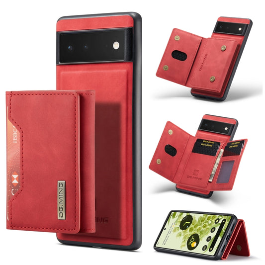 For Google Pixel 6 DG.MING M2 Series 3-Fold Multi Card Bag + Magnetic Phone Case(Red) by DG.MING
