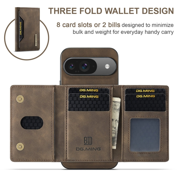 For Google Pixel 9 / 9 Pro DG.MING M2 Series 3-Fold Multi Card Bag + Magnetic Phone Case(Coffee) by DG.MING