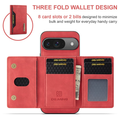 For Google Pixel 9 / 9 Pro DG.MING M2 Series 3-Fold Multi Card Bag + Magnetic Phone Case(Red) by DG.MING