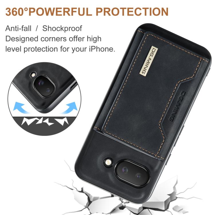 For Google Pixel 9a DG.MING M2 Series 3-Fold Multi Card Bag + Magnetic Phone Case(Black) by DG.MING