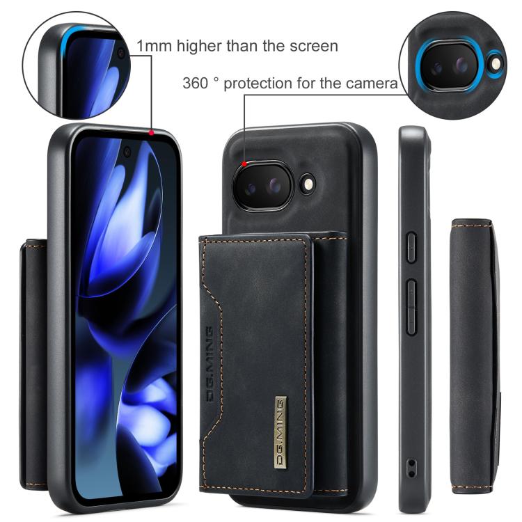 For Google Pixel 9a DG.MING M2 Series 3-Fold Multi Card Bag + Magnetic Phone Case(Black) by DG.MING