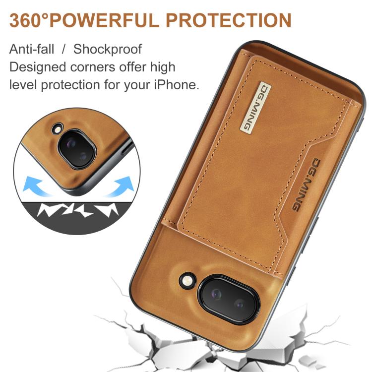 For Google Pixel 9a DG.MING M2 Series 3-Fold Multi Card Bag + Magnetic Phone Case(Brown) by DG.MING