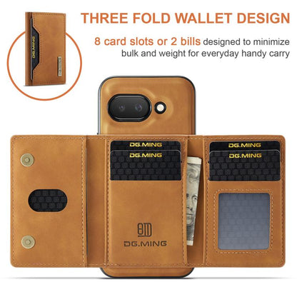 For Google Pixel 9a DG.MING M2 Series 3-Fold Multi Card Bag + Magnetic Phone Case(Brown) by DG.MING
