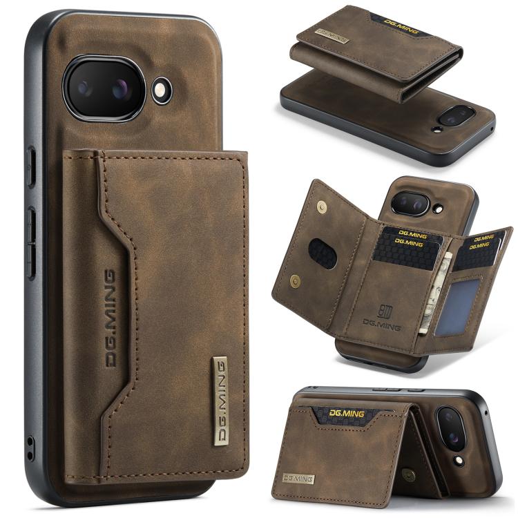 For Google Pixel 9a DG.MING M2 Series 3-Fold Multi Card Bag + Magnetic Phone Case(Coffee) by DG.MING