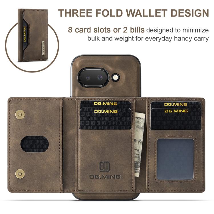 For Google Pixel 9a DG.MING M2 Series 3-Fold Multi Card Bag + Magnetic Phone Case(Coffee) by DG.MING
