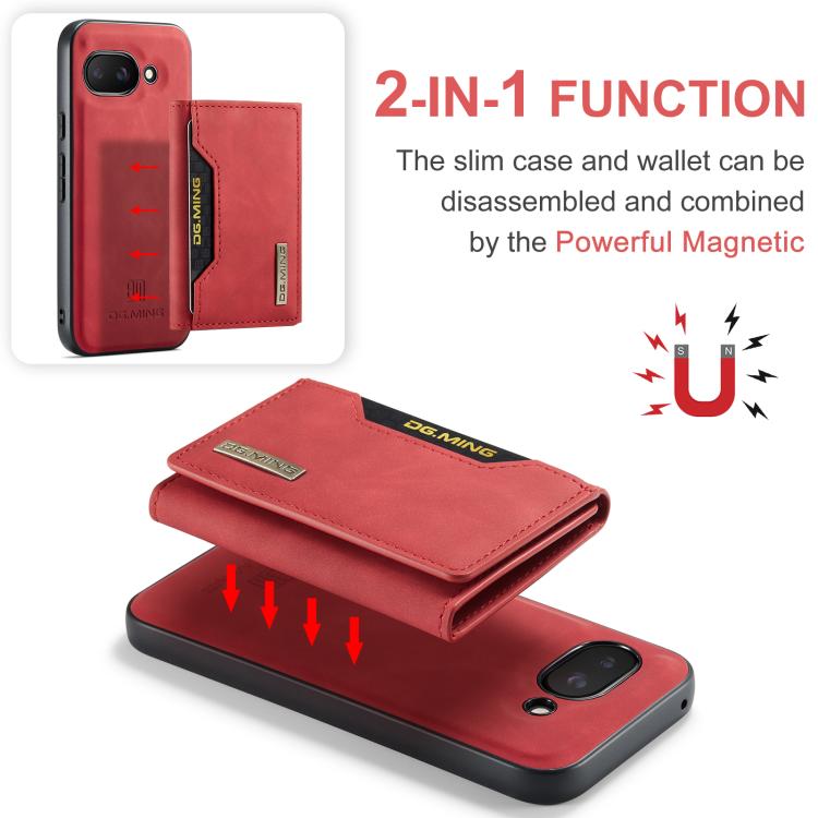 For Google Pixel 9a DG.MING M2 Series 3-Fold Multi Card Bag + Magnetic Phone Case(Red) by DG.MING