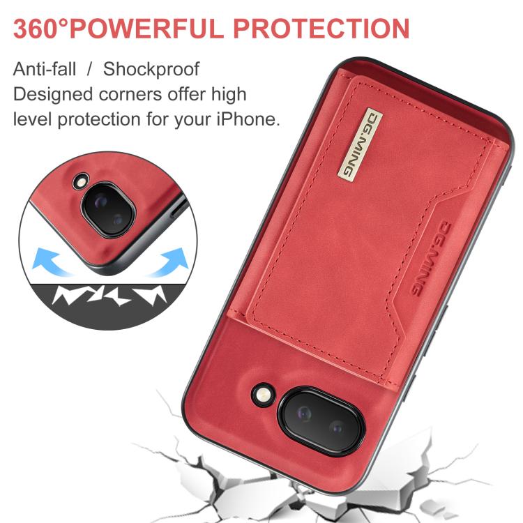 For Google Pixel 9a DG.MING M2 Series 3-Fold Multi Card Bag + Magnetic Phone Case(Red) by DG.MING