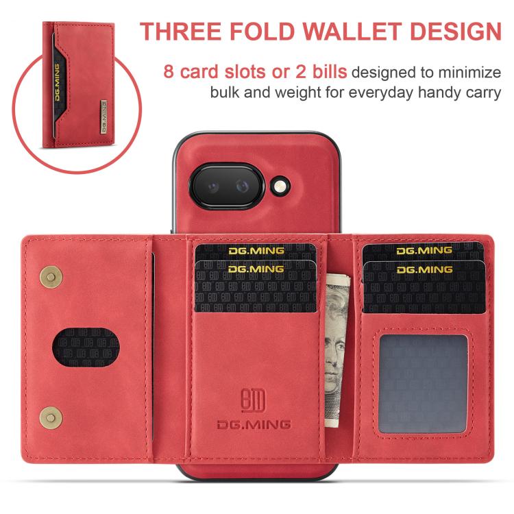 For Google Pixel 9a DG.MING M2 Series 3-Fold Multi Card Bag + Magnetic Phone Case(Red) by DG.MING