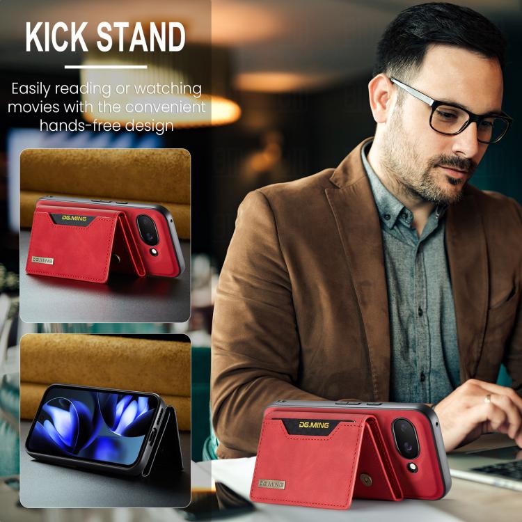 For Google Pixel 9a DG.MING M2 Series 3-Fold Multi Card Bag + Magnetic Phone Case(Red) by DG.MING