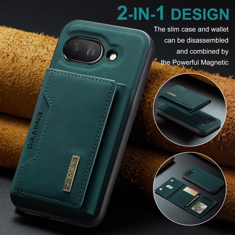 For Google Pixel 9a DG.MING M2 Series 3-Fold Multi Card Bag + Magnetic Phone Case(Green) by DG.MING