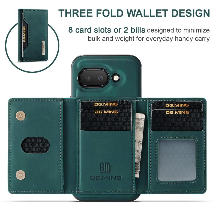 For Google Pixel 9a DG.MING M2 Series 3-Fold Multi Card Bag + Magnetic Phone Case(Green) by DG.MING