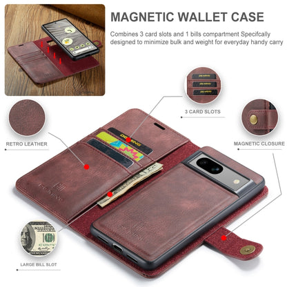 For Google Pixel 7A DG.MING Crazy Horse Texture Detachable Magnetic Leather Phone Case(Red) by DG.MING