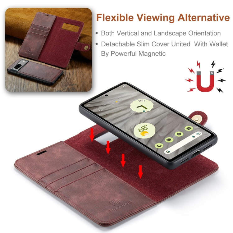 For Google Pixel 7A DG.MING Crazy Horse Texture Detachable Magnetic Leather Phone Case(Red) by DG.MING