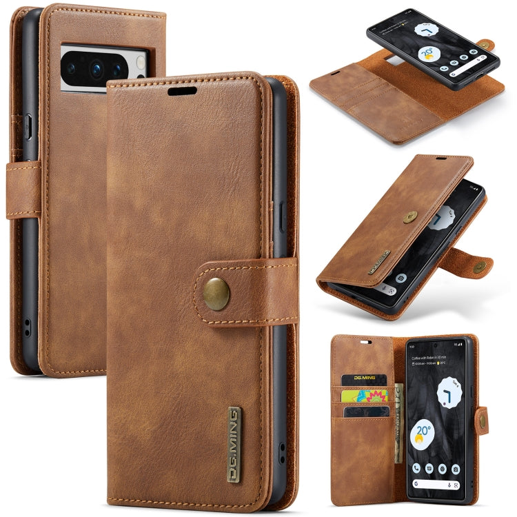 For Google Pixel 8 Pro DG.MING Crazy Horse Texture Detachable Magnetic Leather Phone Case(Brown) by DG.MING