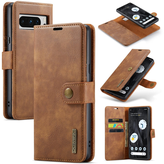For Google Pixel 8 Pro DG.MING Crazy Horse Texture Detachable Magnetic Leather Phone Case(Brown) by DG.MING