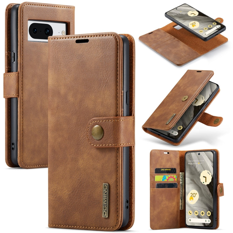 For Google Pixel 8 DG.MING Crazy Horse Texture Detachable Magnetic Leather Phone Case(Brown) by DG.MING