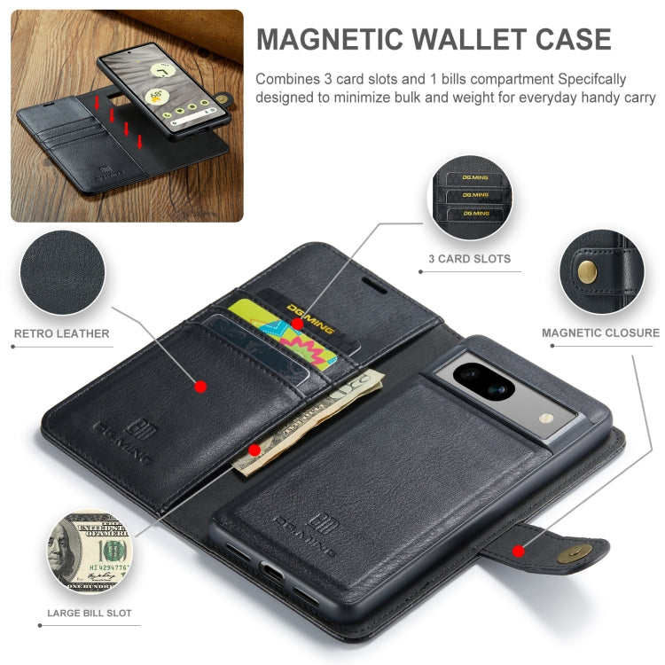 For Google Pixel 8A DG.MING Crazy Horse Texture Detachable Magnetic Leather Phone Case(Black) by DG.MING