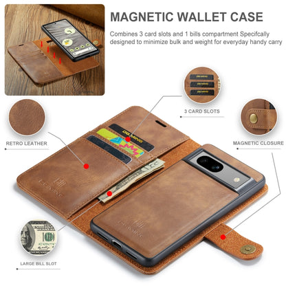 For Google Pixel 8A DG.MING Crazy Horse Texture Detachable Magnetic Leather Phone Case(Brown) by DG.MING