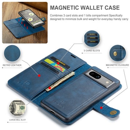 For Google Pixel 8A DG.MING Crazy Horse Texture Detachable Magnetic Leather Phone Case(Blue) by DG.MING