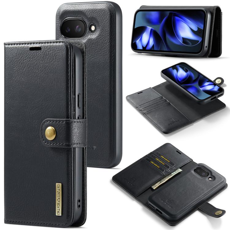 For Google Pixel 9a DG.MING Crazy Horse Texture Detachable Magnetic Leather Phone Case(Black) by DG.MING