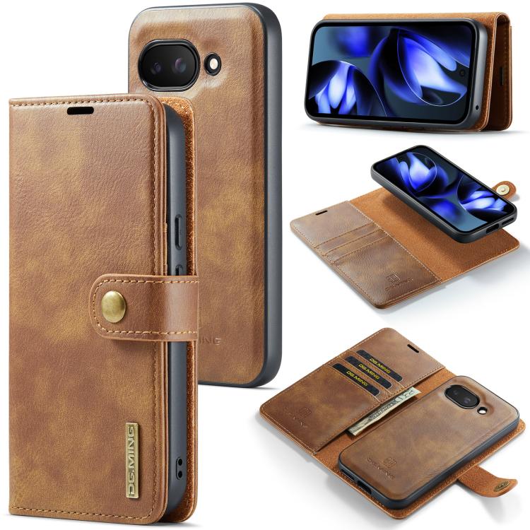 For Google Pixel 9a DG.MING Crazy Horse Texture Detachable Magnetic Leather Phone Case(Brown) by DG.MING