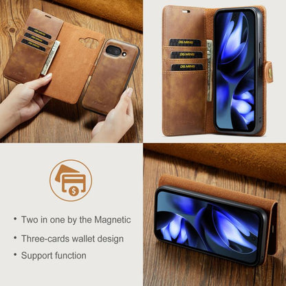For Google Pixel 9a DG.MING Crazy Horse Texture Detachable Magnetic Leather Phone Case(Brown) by DG.MING
