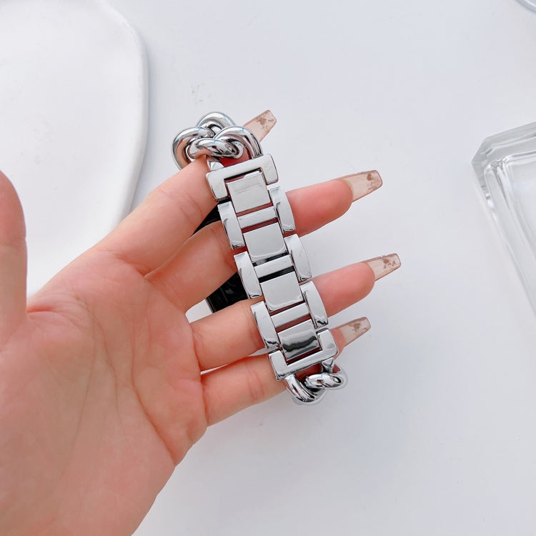 Big Denim Chain Metal Watch Band For Apple Watch SE 2022 44mm(Silver) by bashfashion