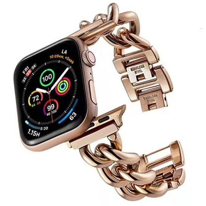 Big Denim Chain Metal Watch Band For Apple Watch 6 44mm(Rose Gold) by bashfashion
