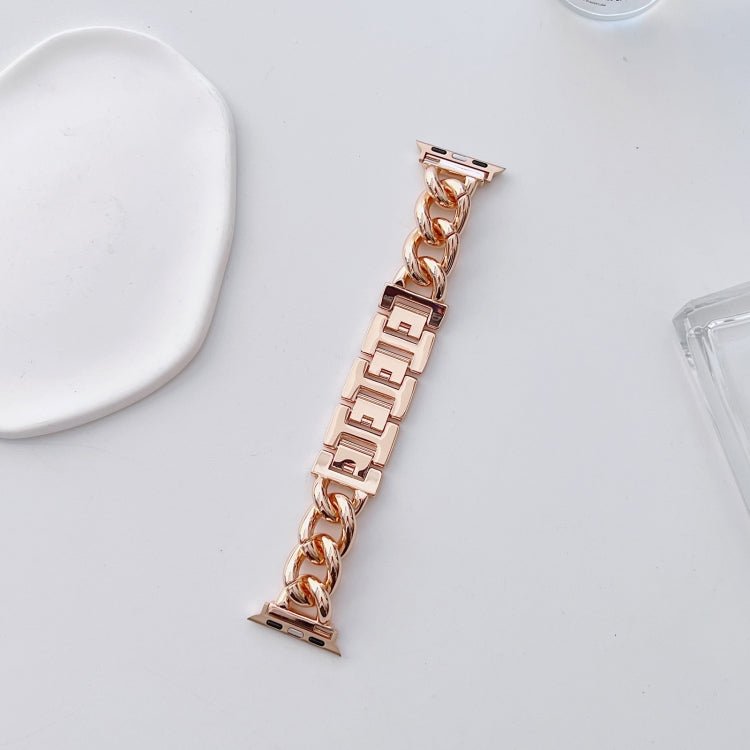 Big Denim Chain Metal Watch Band For Apple Watch 6 44mm(Rose Gold) by bashfashion