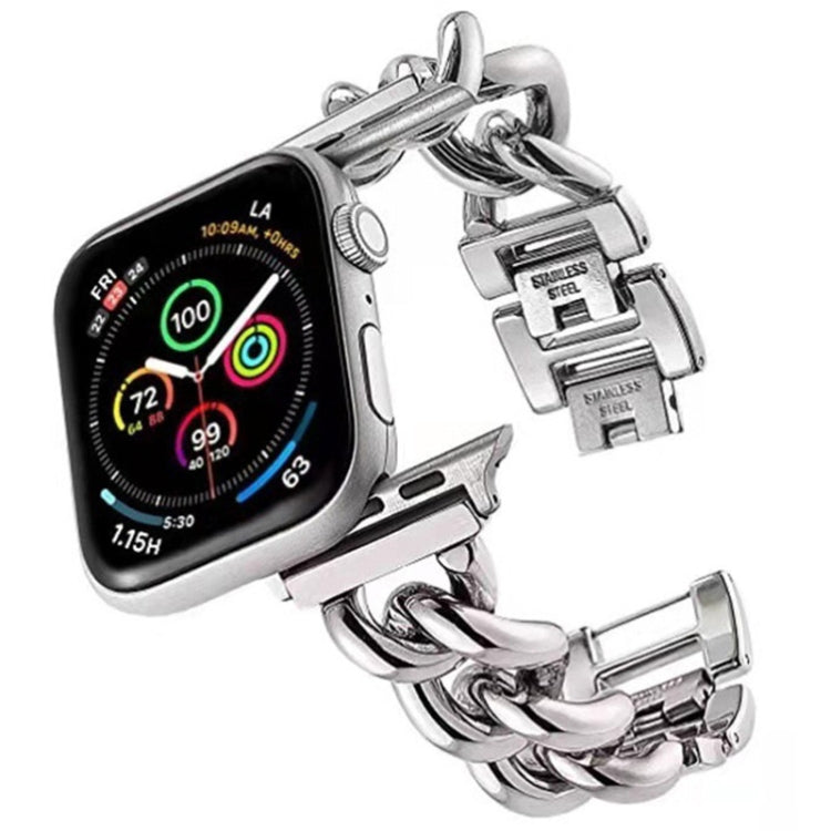 Big Denim Chain Metal Watch Band For Apple Watch SE 2023 44mm(Silver) by bashfashion