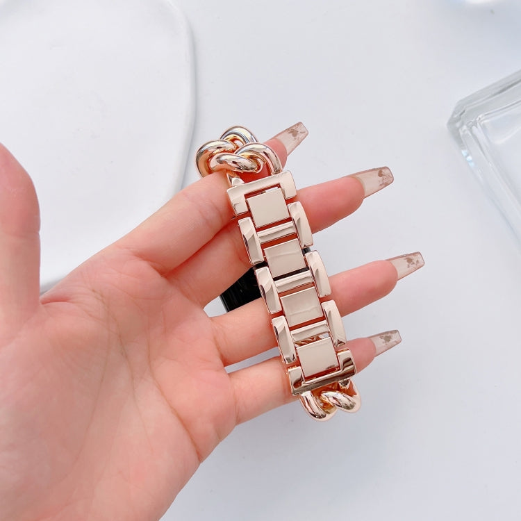 Big Denim Chain Metal Watch Band For Apple Watch SE 2023 40mm(Rose Gold) by bashfashion
