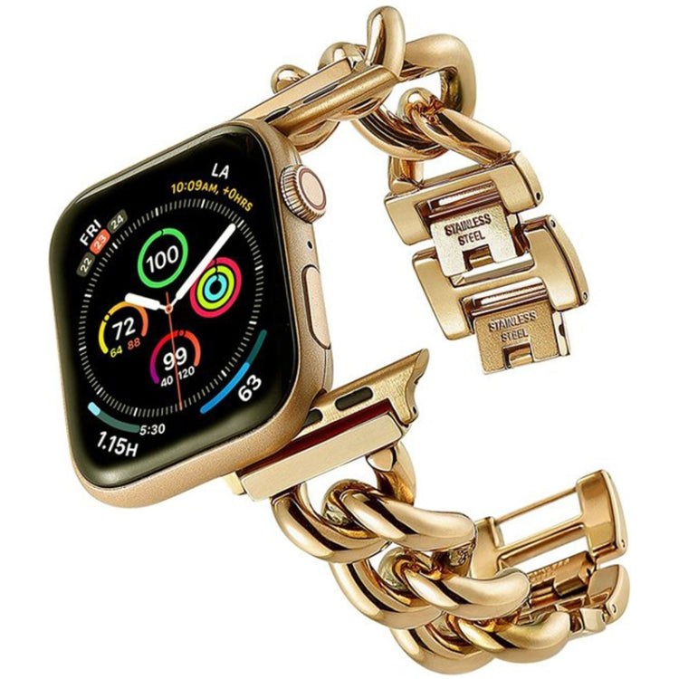 Big Denim Chain Metal Watch Band For Apple Watch 9 45mm(Gold) by bashfashion