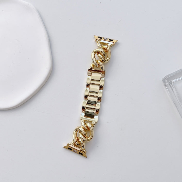 Big Denim Chain Metal Watch Band For Apple Watch 9 45mm(Gold) by bashfashion