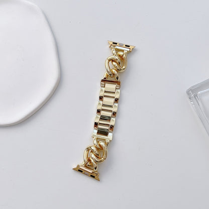 Big Denim Chain Metal Watch Band For Apple Watch 9 45mm(Gold) by bashfashion